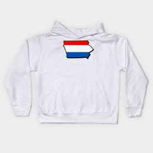 Red, White, and Blue Iowa Outline Kids Hoodie